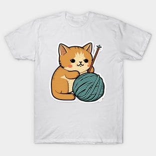 Cute Sleepy Little Kitty Cat Knitten Kitten T-Shirt